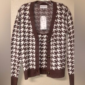 houndstooth matching cardigan sweater w/ matching tank by willow & wind NEW Sml.